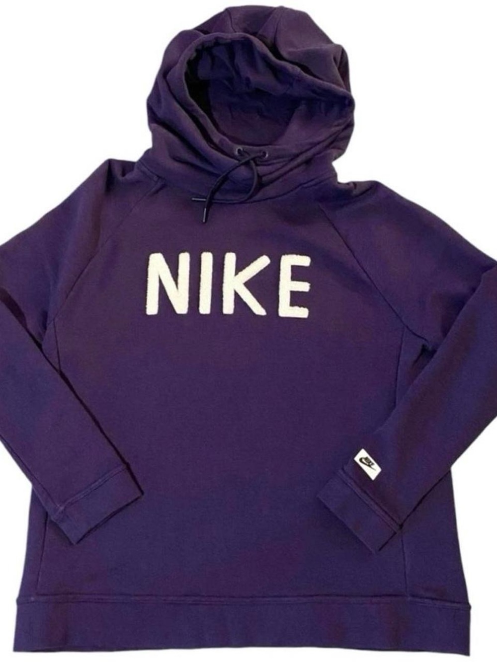 Nike Purple Fleece Cowl Neck Sweatshirt M Fuzzy Logo Athleisure Streetwear Cozy - Picture 3 of 9